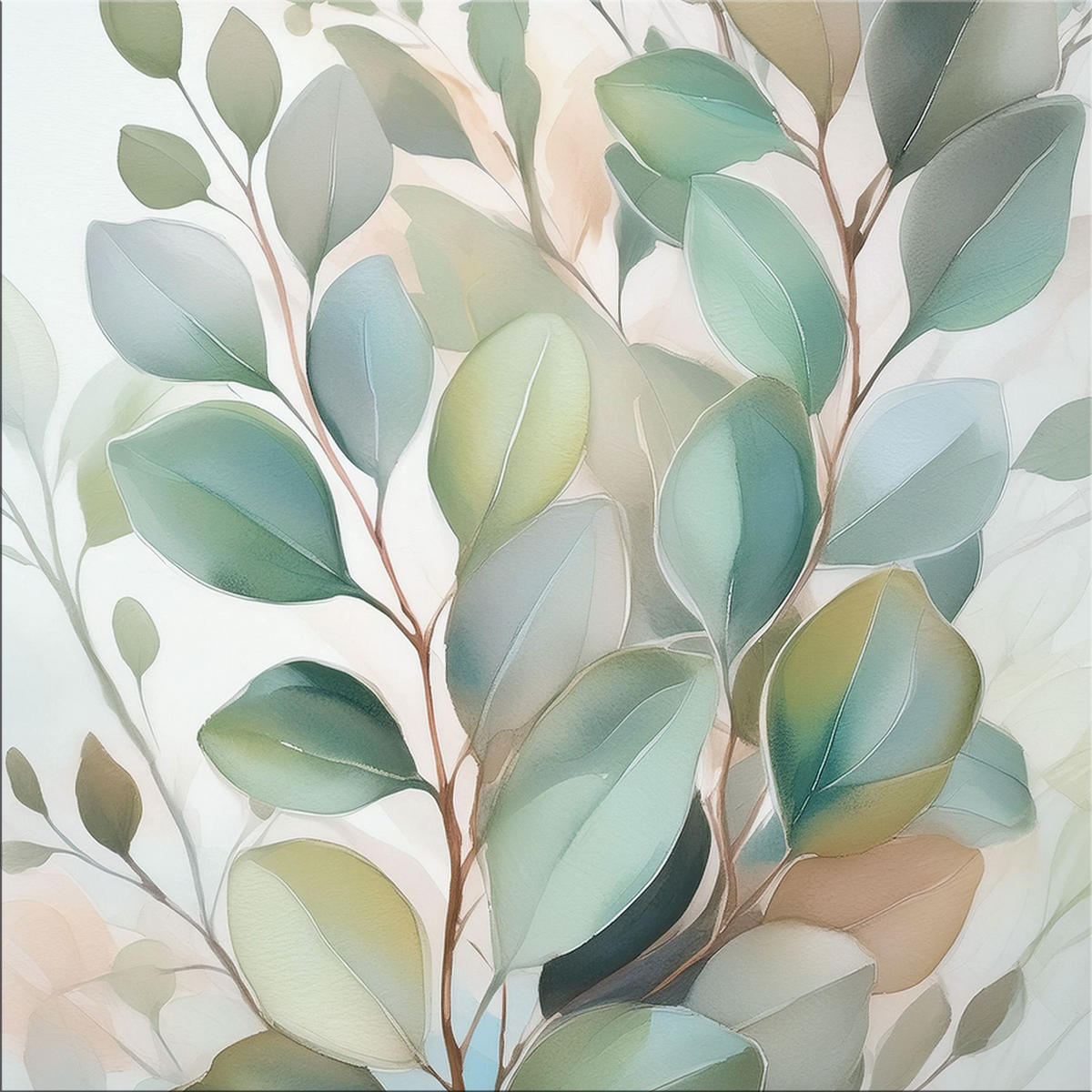 GLASBILD 50x50 cm Natur Eukalyptus - Beige, Glas (50/50cm) - artissimo