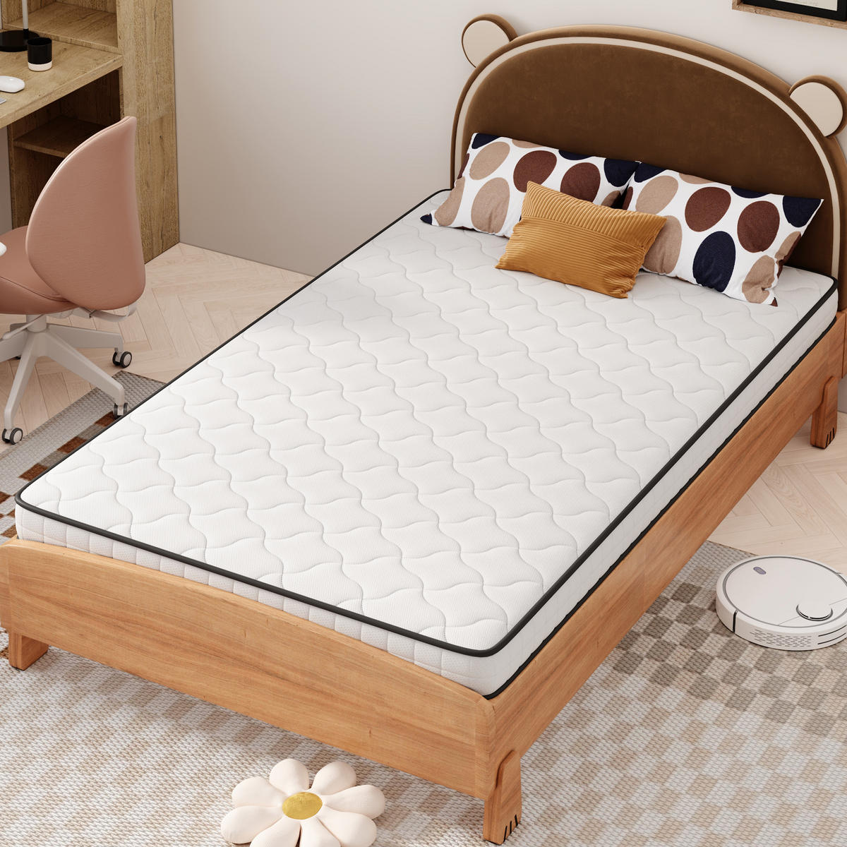 BOXSPRINGMATRATZE 90/190 cm Weiß, Dicke: 12 cm, Härtegrad: H3 - Weiß, Textil (90/190cm) - Oxeza