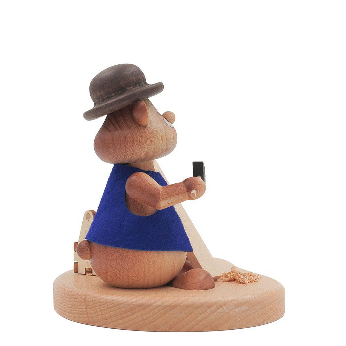HOLZFIGUR Hamster Handwerker mit Kerzenhalter 11 cm - Multicolor, Metall (14/1/0.1cm)