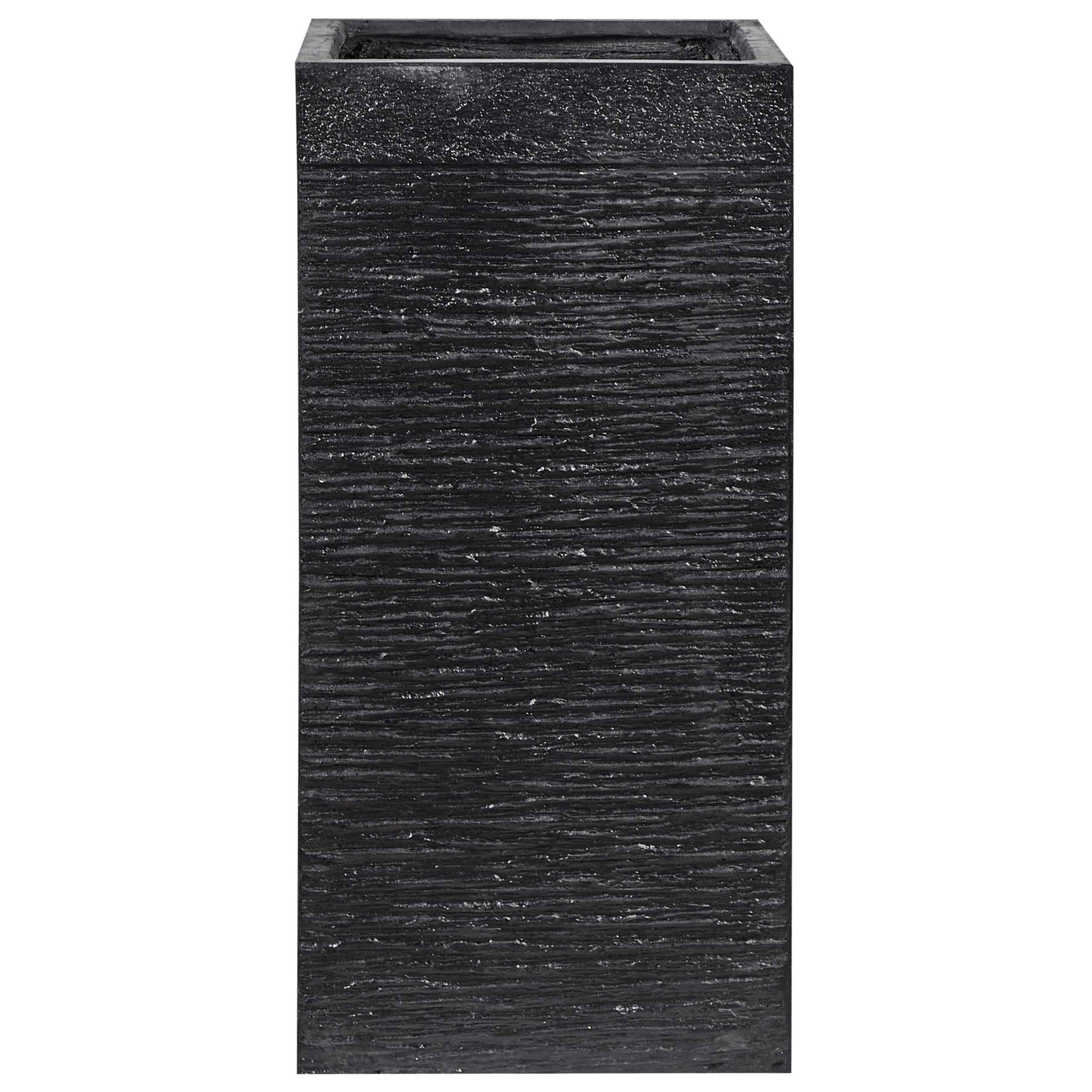 BLUMENTOPF schwarz quadratisch 33/33/70 cm Dion - Schwarz, Naturmaterialien (70cm) - Beliani