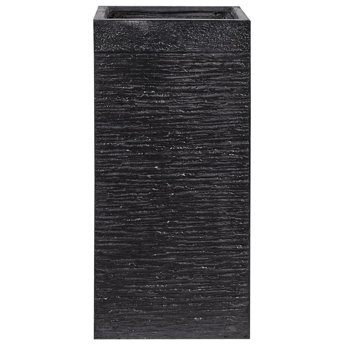 BLUMENTOPF schwarz quadratisch 33/33/70 cm Dion - Schwarz, Naturmaterialien (70cm) - Beliani