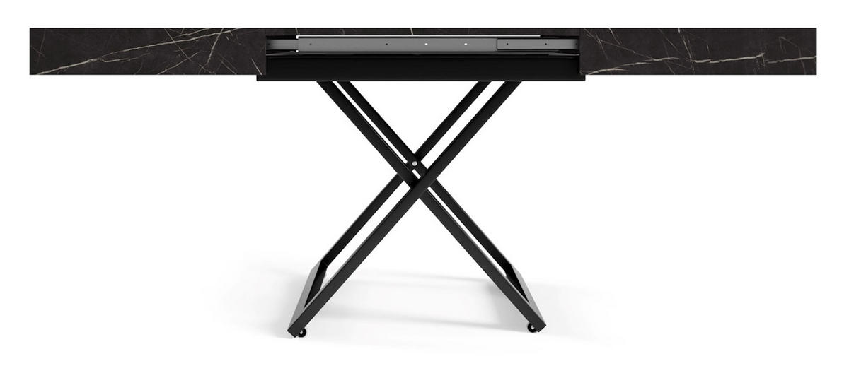 COUCH-/ESSTISCH Sanna U Pietra Grigia schwarz 120 - 200 / 80 / 27 - 80cm - Schwarz, Holz/Holzwerkstoff (80/120/27cm) - Feldmann-Wohnen