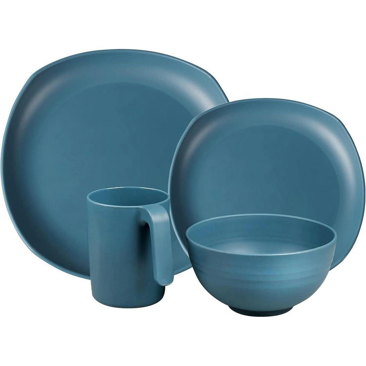 GESCHIRRSET 16-teiliges Set PP leicht unzerbrechlich für 4 Personen - Blau, Kunststoff (24/7.6/24cm)