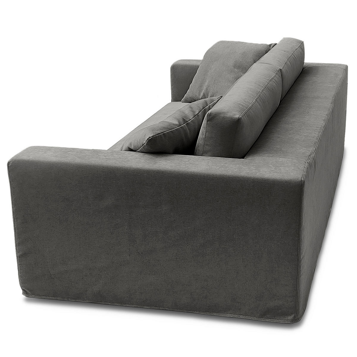 BIGSOFA mit Wechselbezug - Webstoff - Dunkelgrau/Schwarz, Kunststoff/Textil (265/63/122cm) - home24