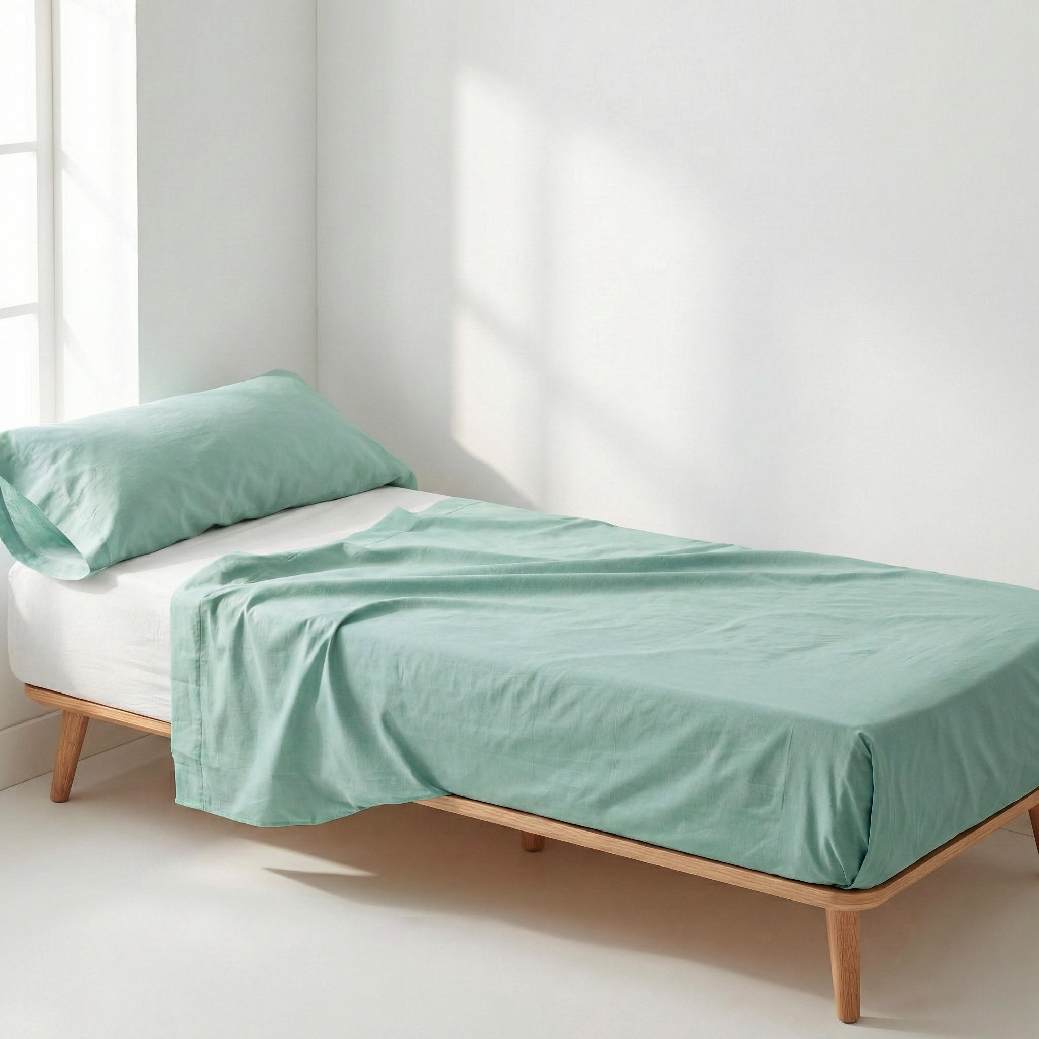 BETTWÄSCHE 2er-Set teiliges basic 180x270 cm minze - Mintgrün, Textil (180/270cm) - Happy Friday