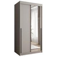 SCHIEBETÜRENSCHRANK mit Spiegel 100 cm Breite Kaschmir mit schwarzem Griff - Kaschmir/Schwarz, Holzwerkstoff (250/200/62cm) - Home Collective