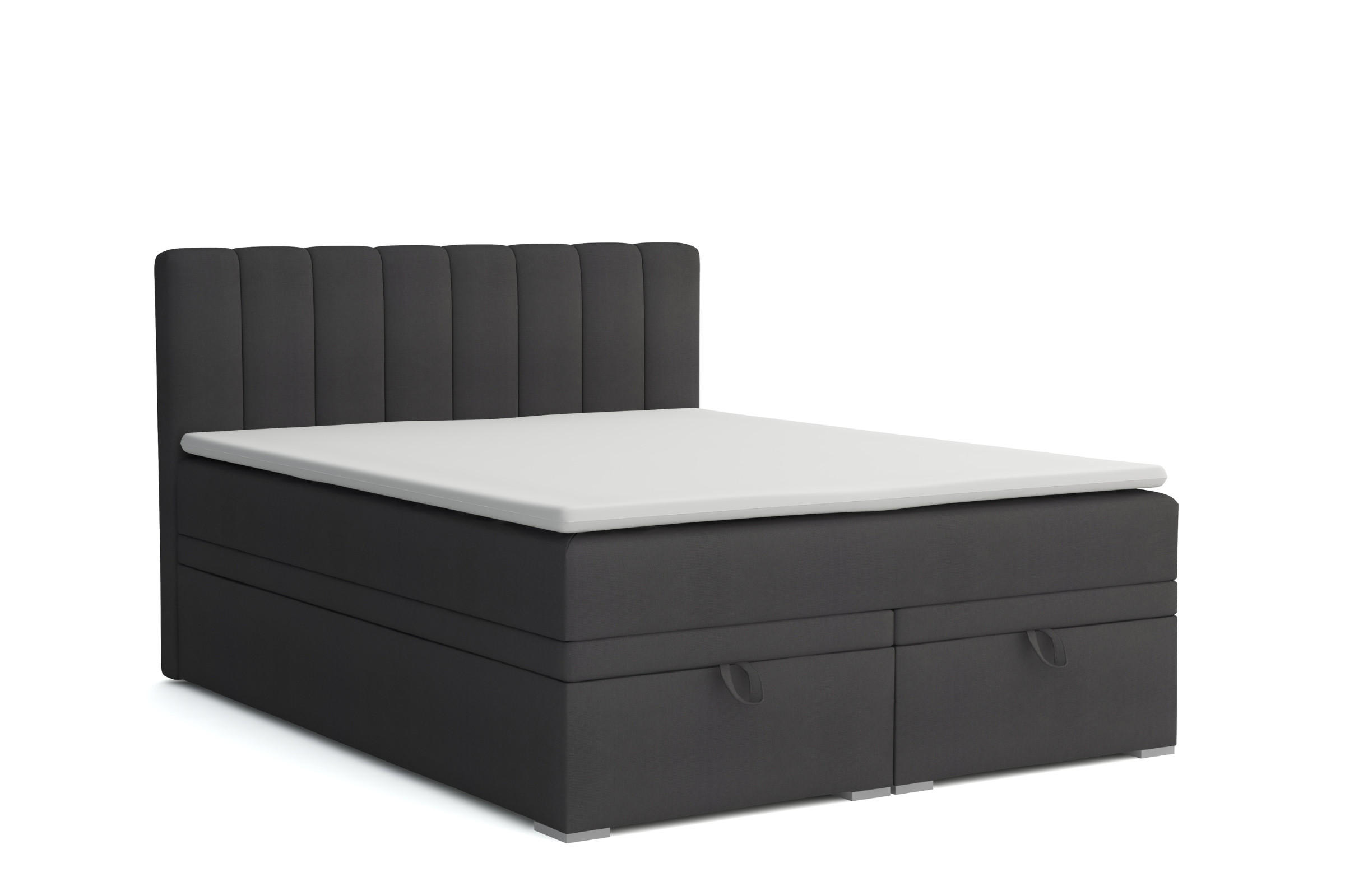 BOXBETT DAVID 120/200 Velour Anthrazit mit einer Matratze H4 - Anthrazit, Holz/Holzwerkstoff (120/200cm) - Deine Möbel 24