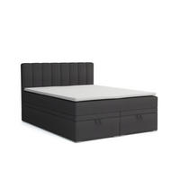 BOXBETT DAVID 120/200 Velour Anthrazit mit einer Matratze H4 - Anthrazit, Holz/Holzwerkstoff (120/200cm) - Deine Möbel 24