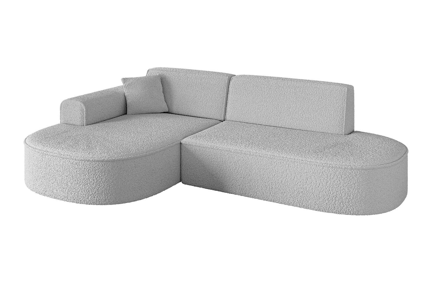 ECKSOFA Ottomane Links MARI-L1 - 232x163x73,5 cm Hellgrau Bouclé - Hellgrau/Schwarz, Holzwerkstoff/Kunststoff (163/234cm) - ALTDECOR