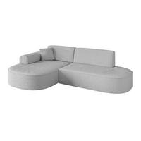 ECKSOFA Ottomane Links MARI-L1 - 232x163x73,5 cm Hellgrau Bouclé - Hellgrau/Schwarz, Holzwerkstoff/Kunststoff (163/234cm) - ALTDECOR