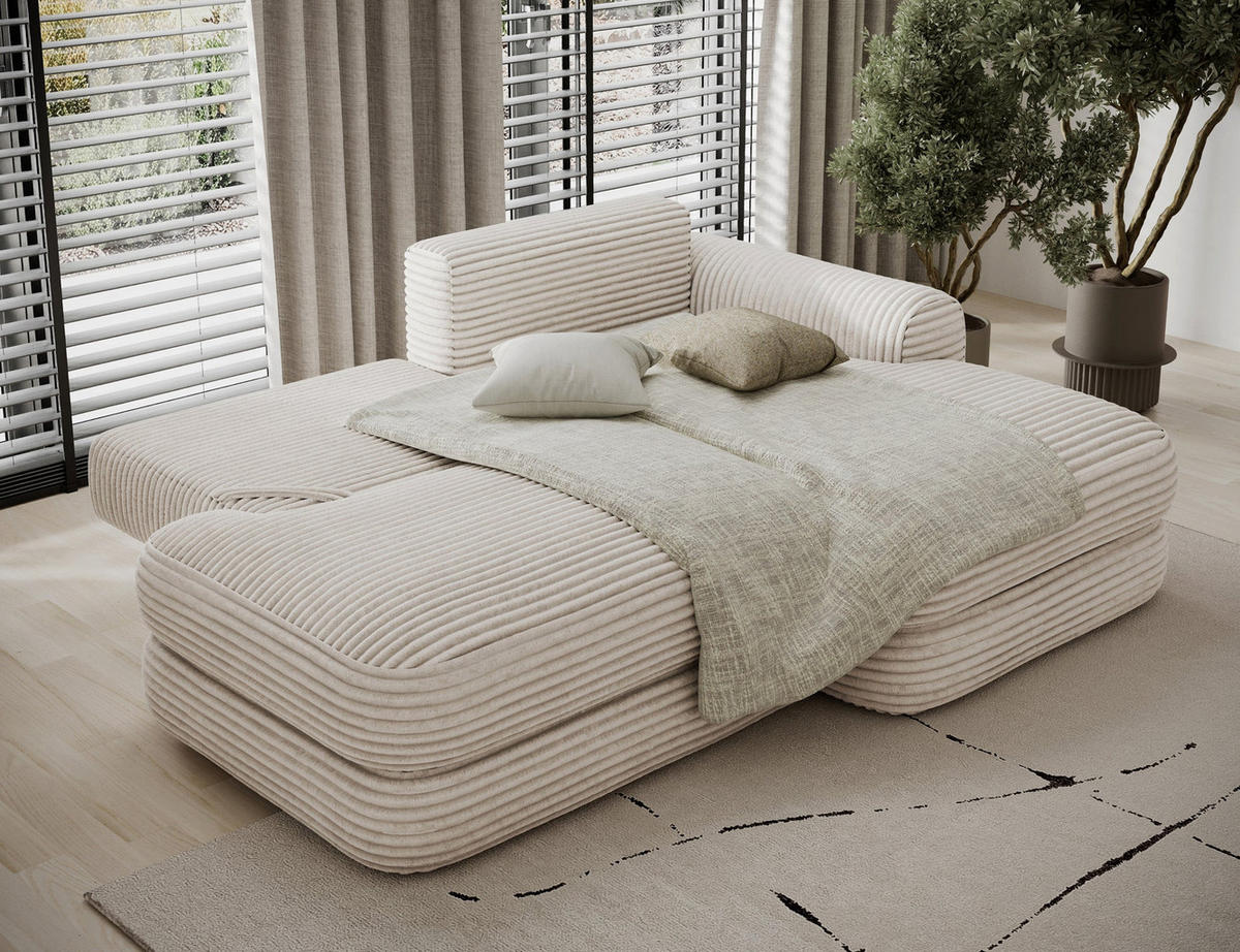 ECKSOFA RIPELI L-Form mit Schlaffunktion & Bettkasten – Modernes 3-Sitzer Sofa, Wellenfederung, 217 × 175 cm - Schwarz/Weiß, Kunststoff (175/217cm) - Wohnideebilder