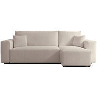 ECKSOFA Scarlo Hellbeige Bouclé-Bezug - Ecru/Schwarz, Kunststoff/Textil (244/145cm) - Selsey