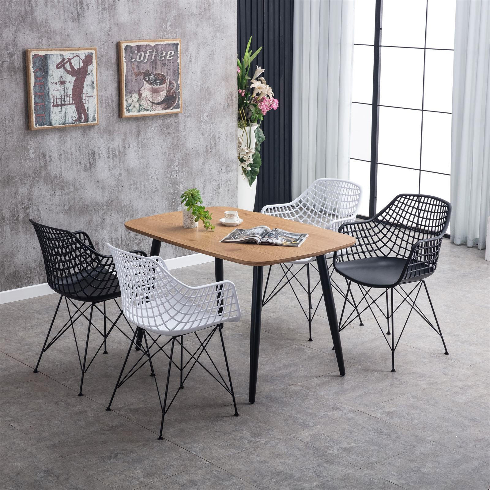 ESSZIMMERSTÜHLE ALICANTE 4ER-SET - Schwarz, Textil (59/87/54cm) - IDIMEX