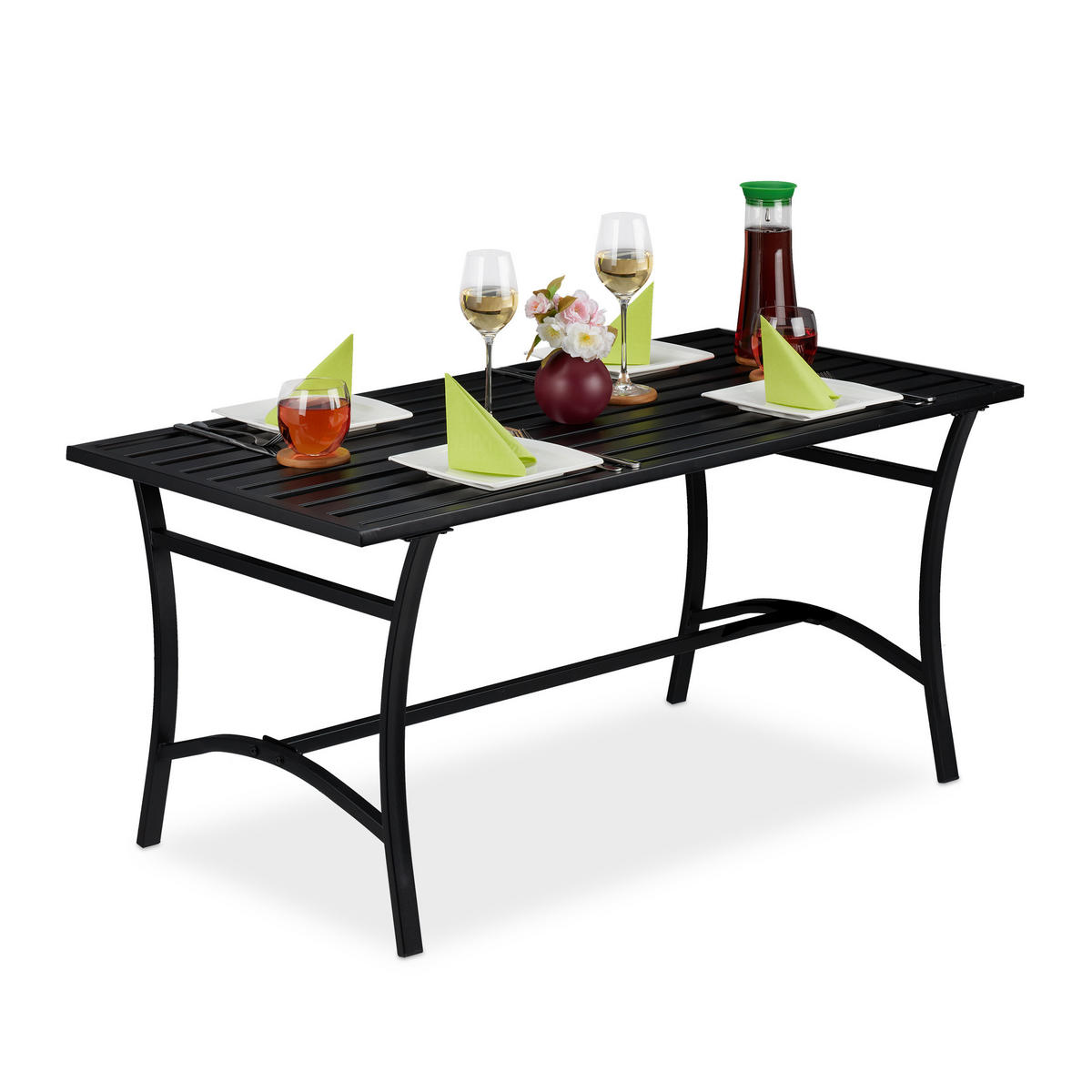 GARTENTISCH - Schwarz, Metall (60/120/55.5cm) - Relaxdays
