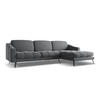 ECKSOFA Rechts Samt Stoff Grau - Dunkelgrau/Schwarz, Textil/Metall (264/160cm) - Makamii