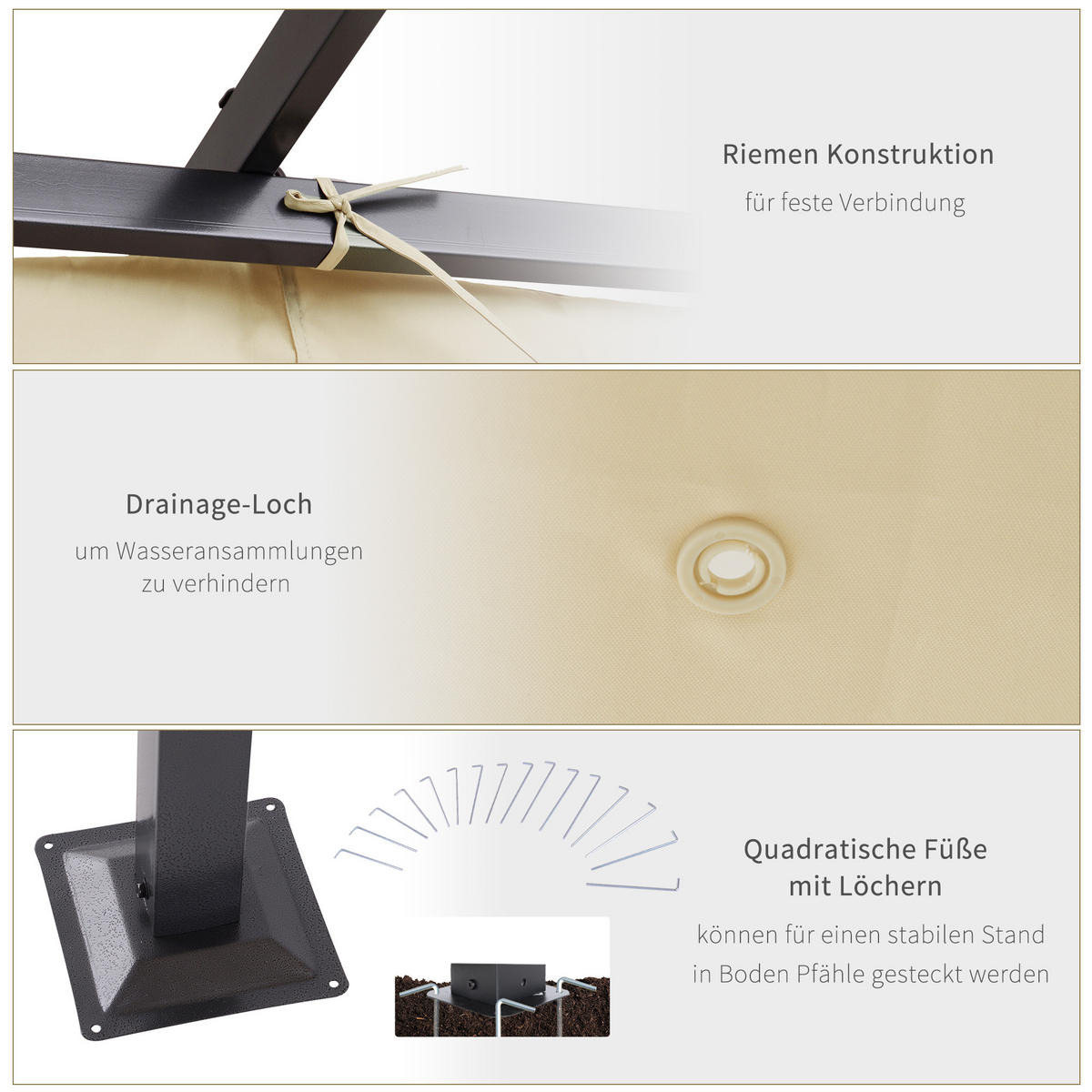 PERGOLA Wasserdicht UV-Schutz Beige - Beige, Kunststoff/Metall (300/230/300cm) - Outsunny