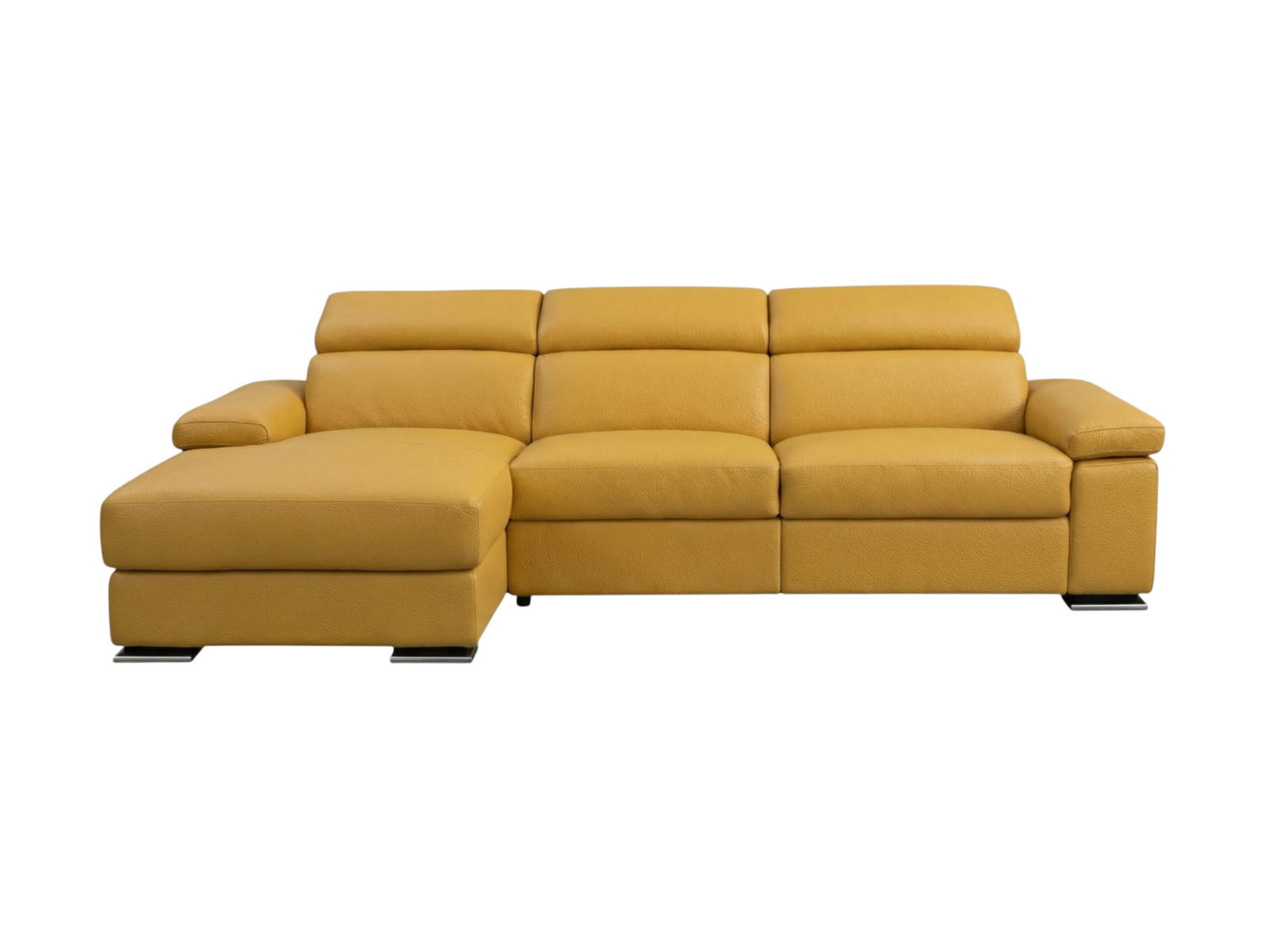 ECKSOFA Plutone Echtleder Senfgelb - Gelb, Leder/Metall (286/165cm)