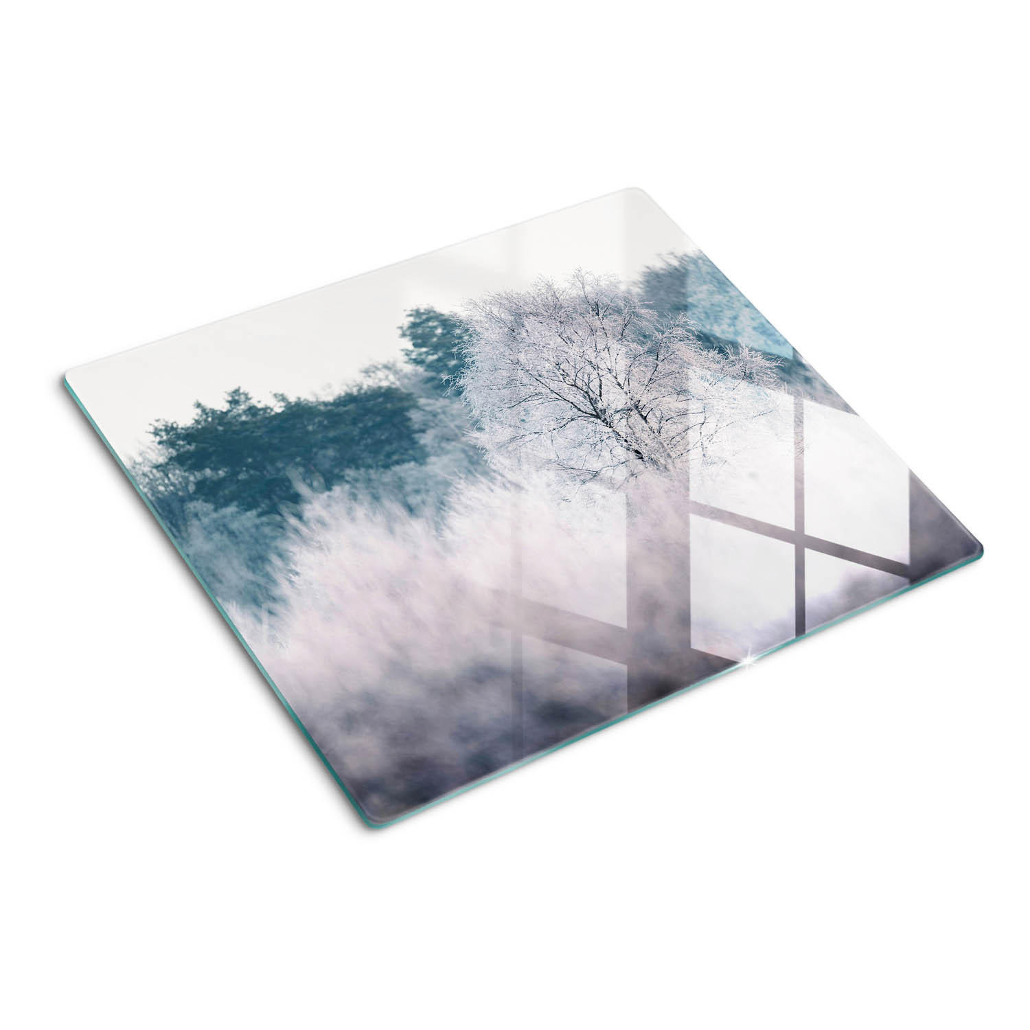 GLASPLATTE 60x52 cm Winterbäume - Grau, Glas (60/0.4/52cm) - TULUP