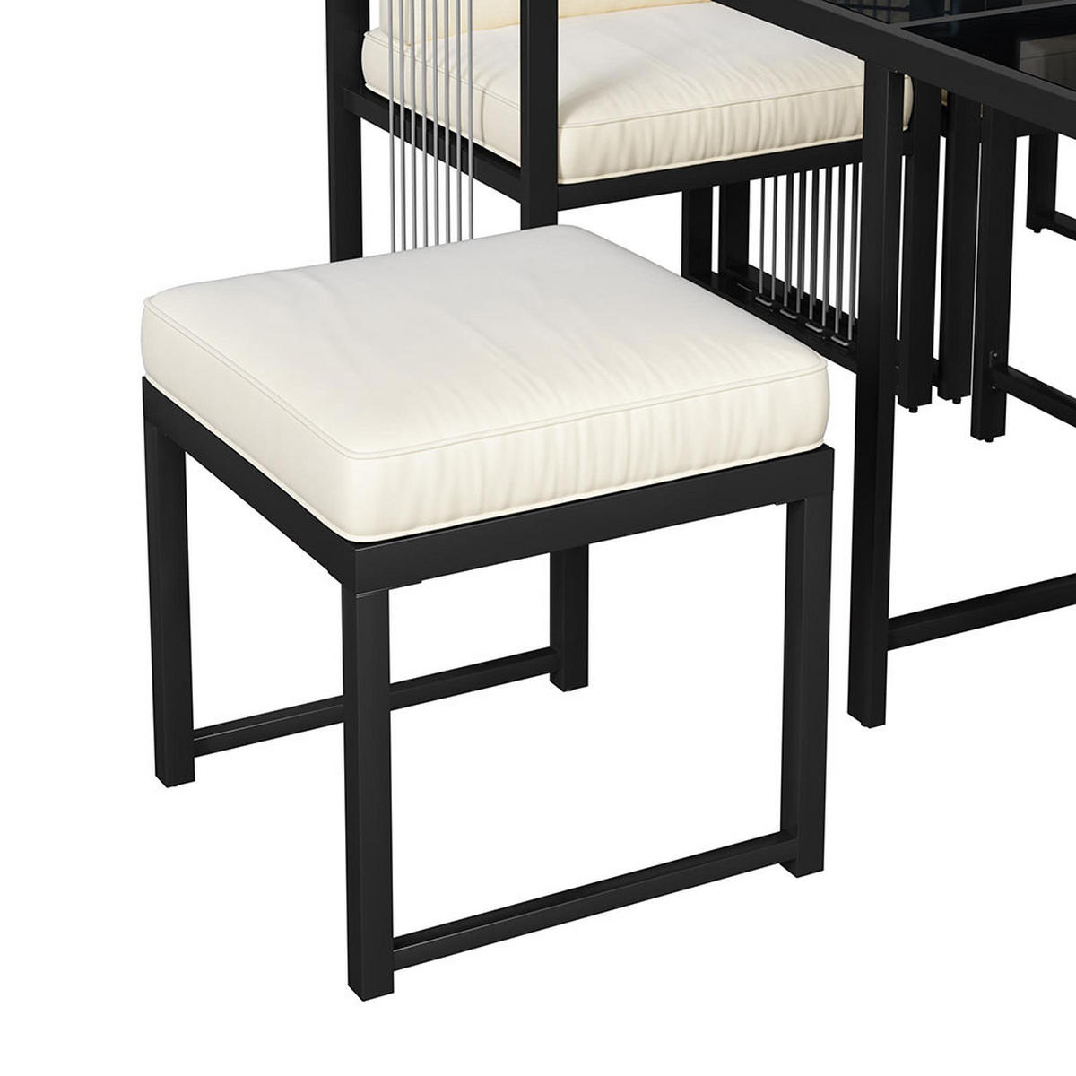 DINING-LOUNGESET für 6 Personen，schwarz - Schwarz, Metall - KOMHTOM