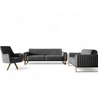 SOFASET Valerie 3-2 Und Drehsessel - Anthrazit, Holzwerkstoff/Textil (228/79/90cm) - Fun Möbel