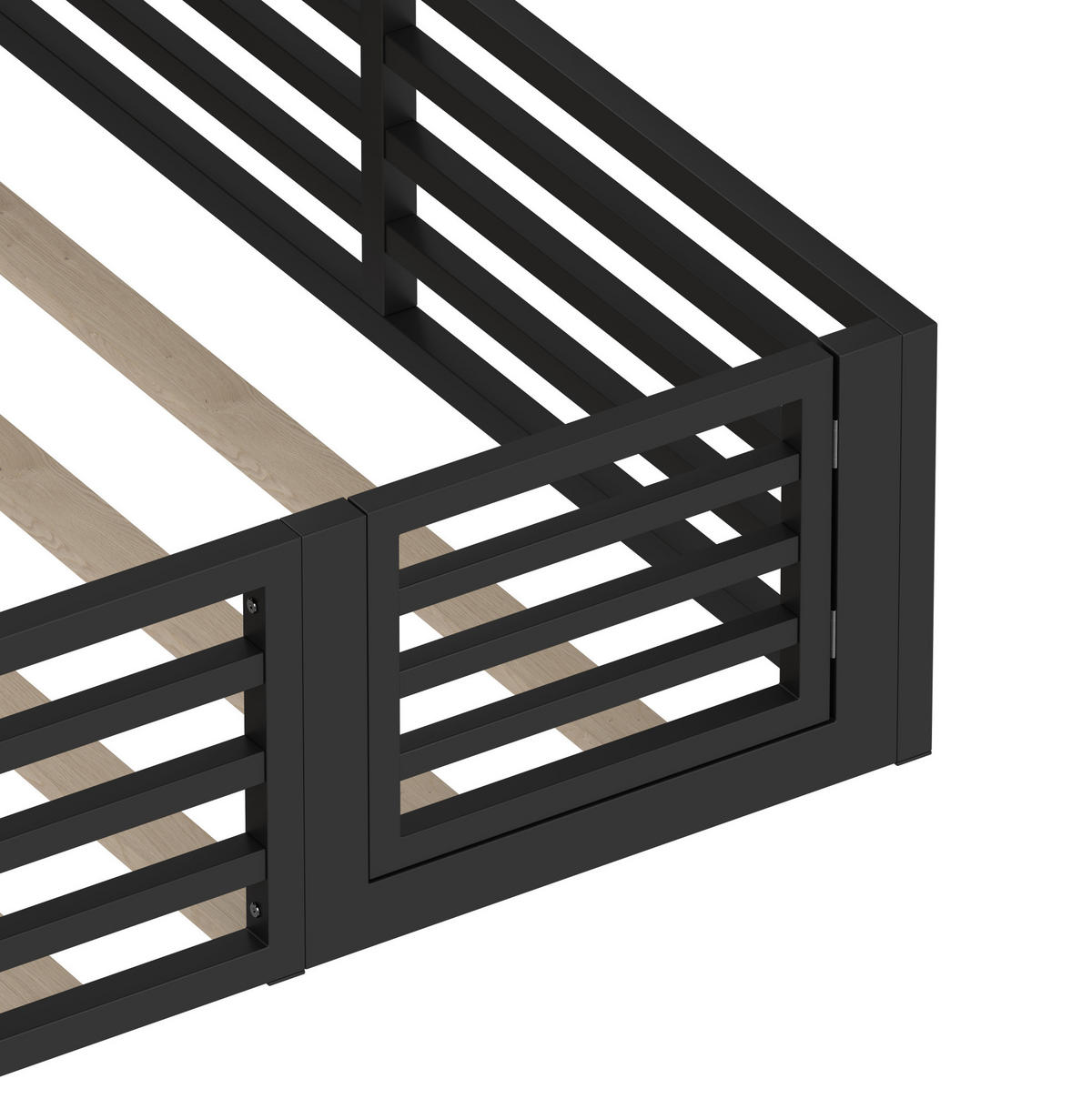 ZAUNBETT 140/200 cm Schwarz aus Metall und MDF mit Lattenrost und LED - Schwarz, Metall (140/200cm) - OKMYHOME