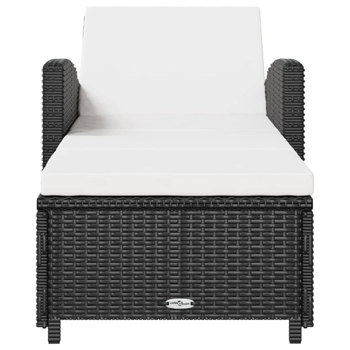 SONNENLIEGE mit Cremeweißer Auflage Poly Rattan Schwarz - Schwarz, Kunststoff (67/67/201cm) - furnicato