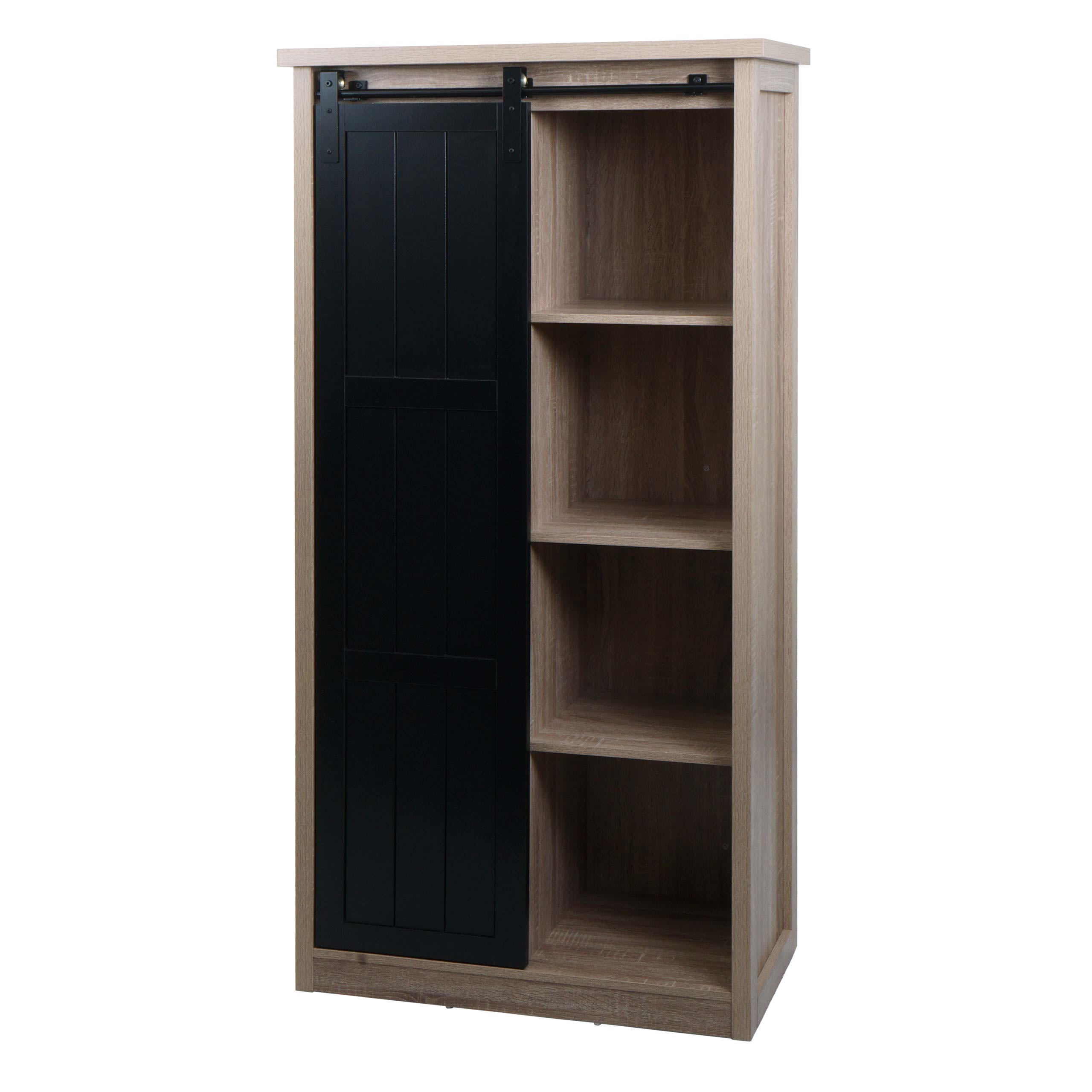 SCHRANK Buche Dekor, Schwarz - Buchefarben/Schwarz, Holz (76/163/38cm) - MCW