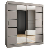 ŠATNÍ skříň s posuvnými dveřmi 200/180/62 2dveřová - černá/kašmírová, dřevo/plast (180/200/62cm)