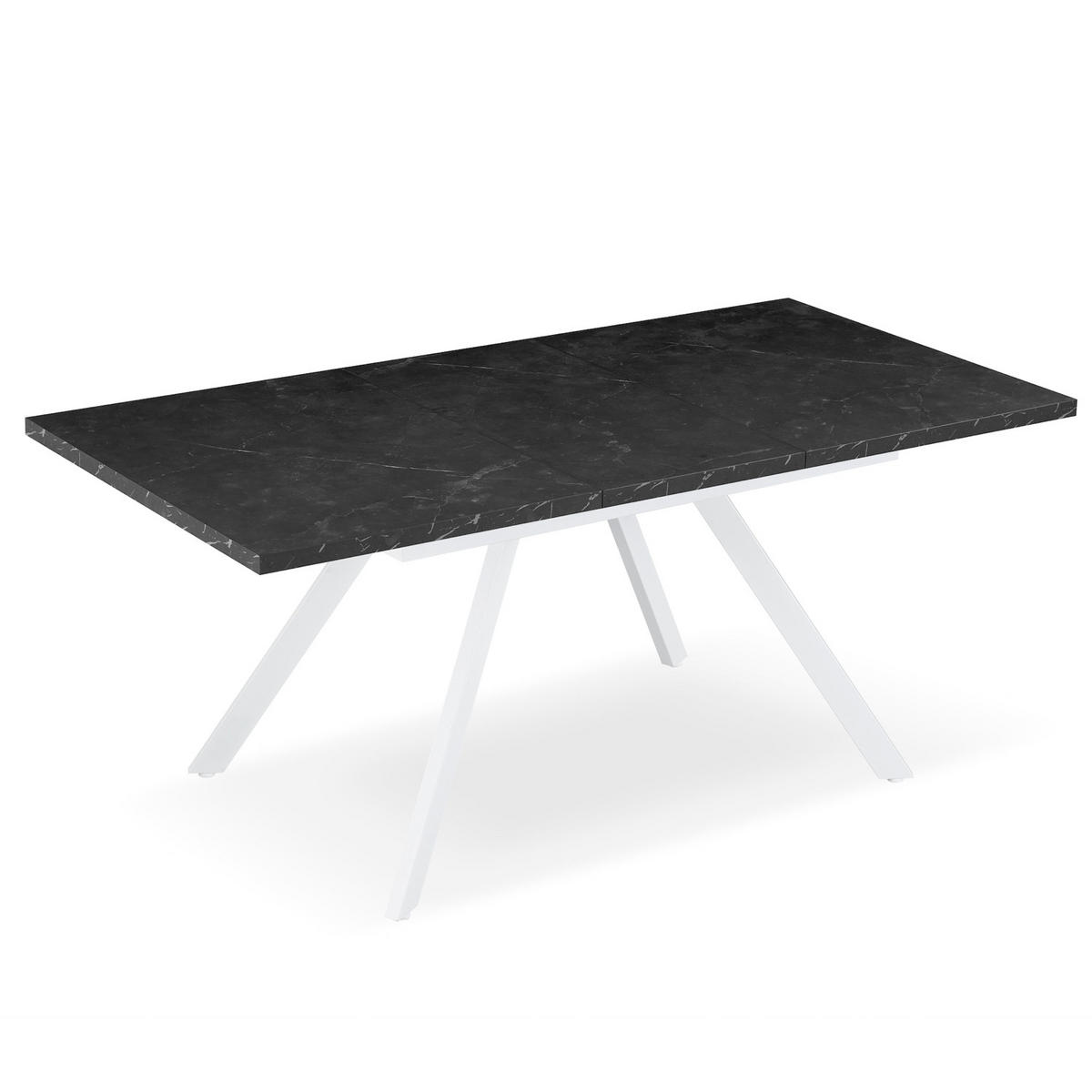 ESSTISCH SVEN 120-160/80/76 cm Marmor-Schwarz - Anthrazit/Weiß, Holzwerkstoff/Metall (80/120/76cm) - B&D Home