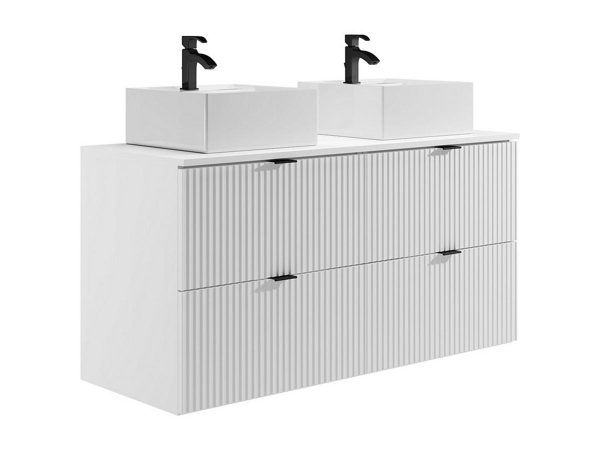 DOPPELWASCHTISCH - 120 cm x 47 cm - Holz, Platte - Weiß - ZEVINI - Weiß, Holz (120/60/47cm) - Vente-Unique