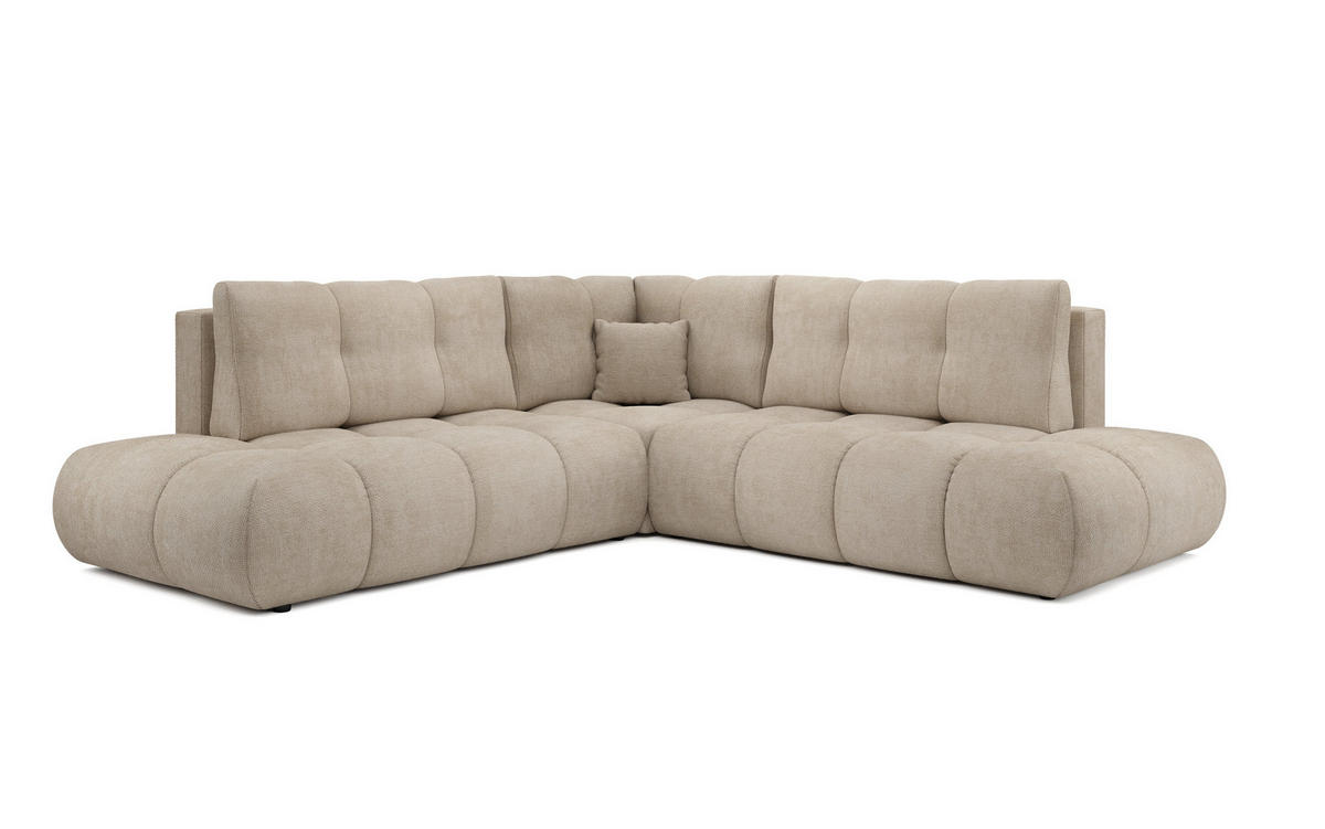 ECKSOFA DUCA II L-S Beige Chenille mit Schlaffunktion - Beige, Holz (266.5/266.5cm) - MASSENO