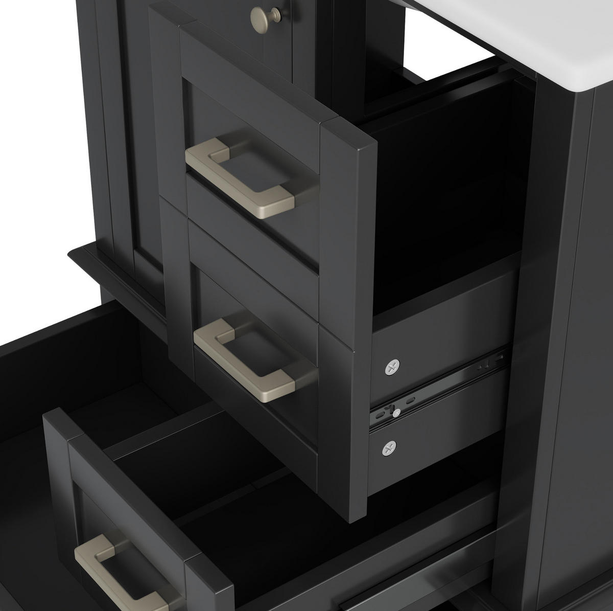 WASCHTISCHKOMBI 76/45,5/83,5 cm Schwarz aus Keramik/MDF/Kiefernholz mit integriertem Waschbecken - Schwarz, Holzwerkstoff (73/83.5/45.5cm) - OKMYHOME
