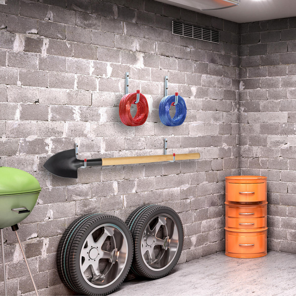 6XWANDHAKEN - Silberfarben, Textil/Metall (2.5/22/15.5cm) - Relaxdays