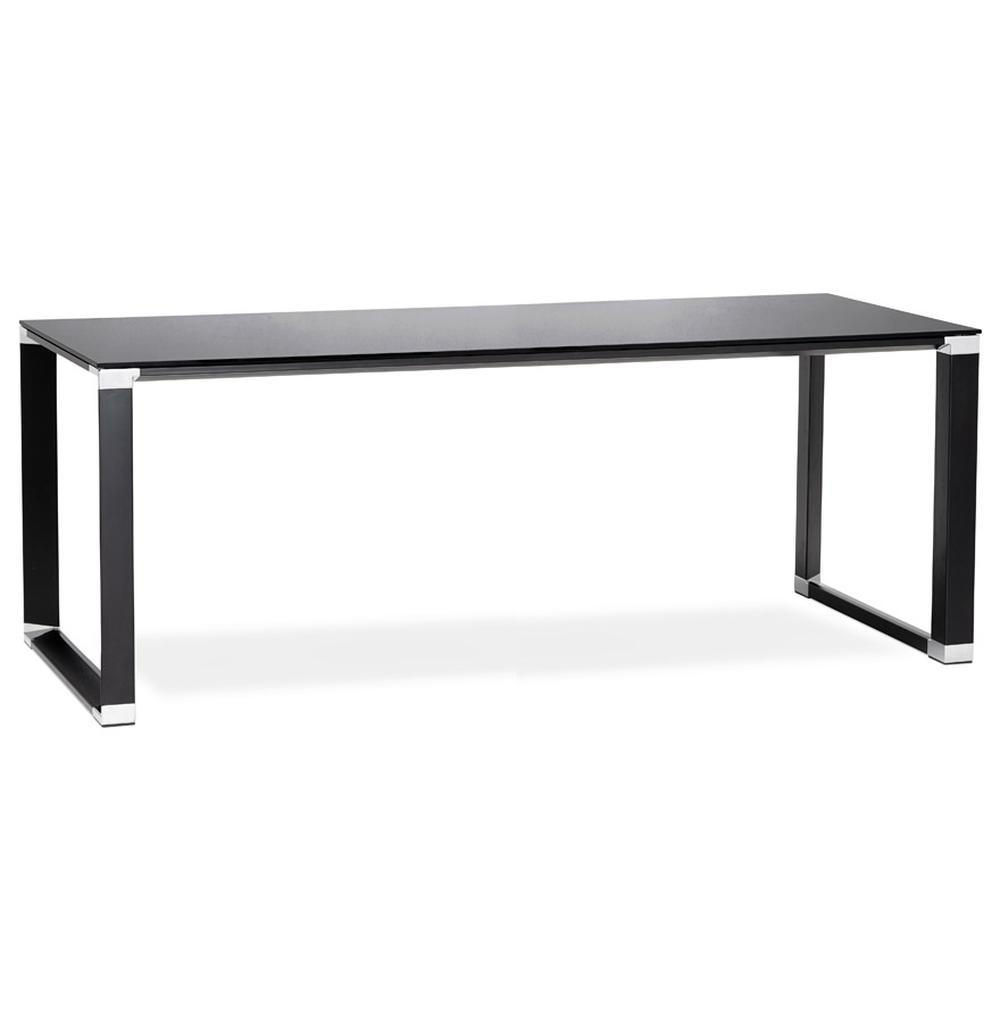 GLASSCHREIBTISCH Verchromt Mit Kufengestell Modern KERIX, Schwarz 200x100x73 cm - Schwarz, Glas/Metall (100/200/73cm) - KADIMA DESIGN