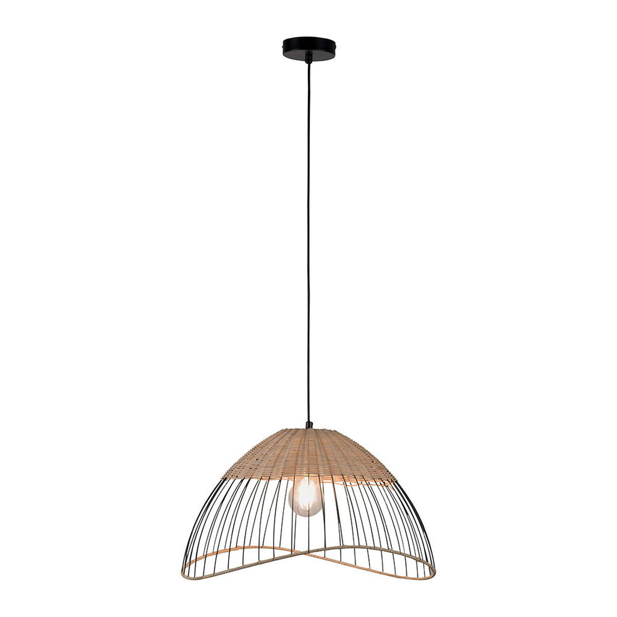 LED HÄNGELEUCHTE Holz Schwarz Rattan - Schwarz, Holz (48/48/120cm)