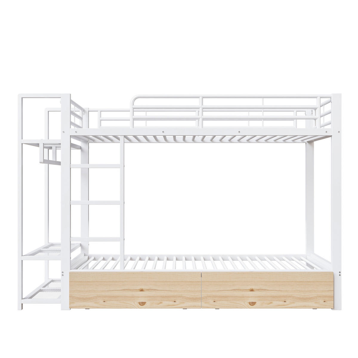 ETAGENBETT 90/200 cm Weiß mit LED-Beleuchtung und Stauraum - Weiß, Metall (90/200cm) - Flora Grace