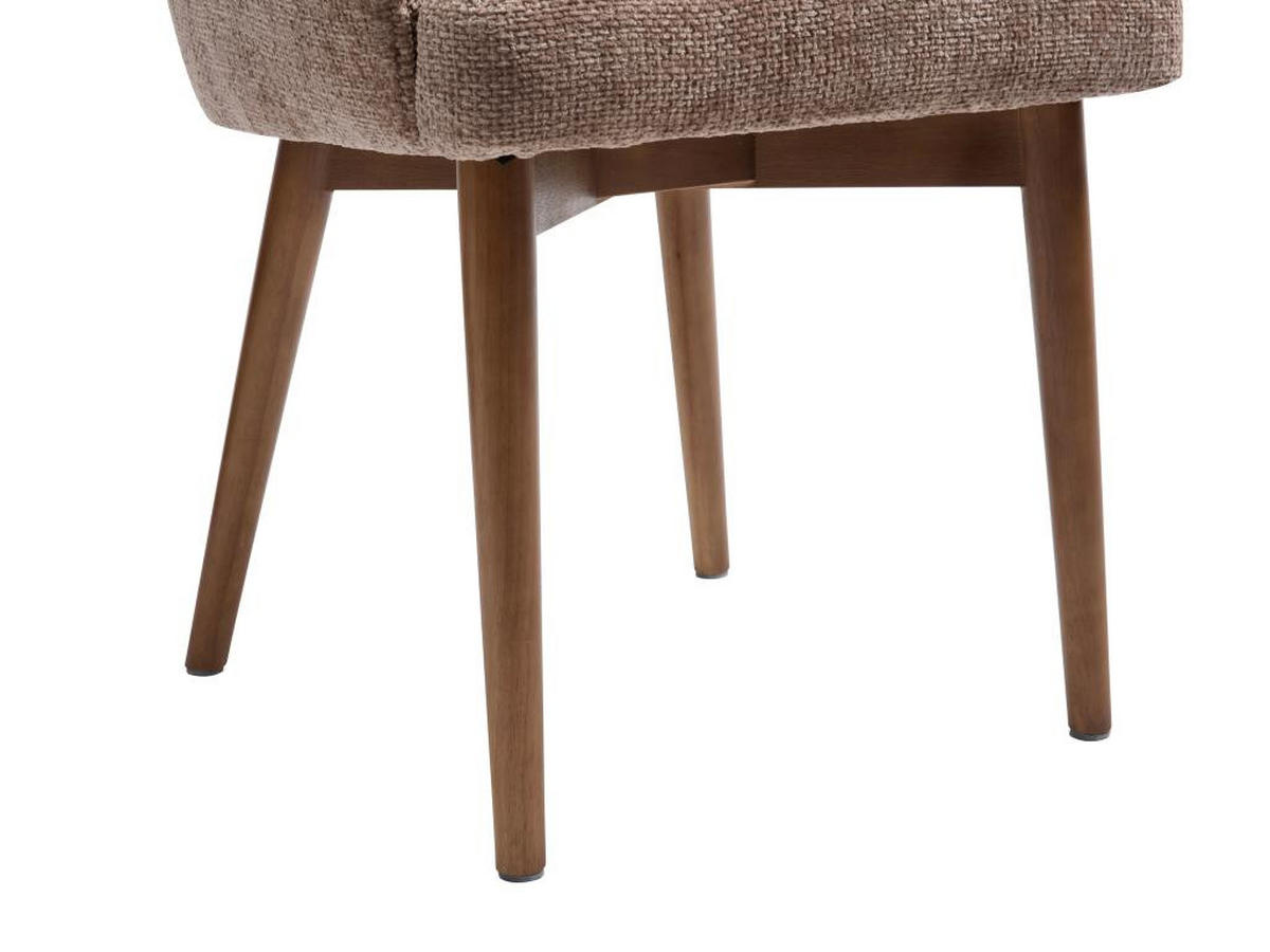 STUHL mit Armlehnen - Strukturstoff & Kautschukholz - Taupe - MODINIA - Braun, Textil (60/84/58cm) - Vente-Unique