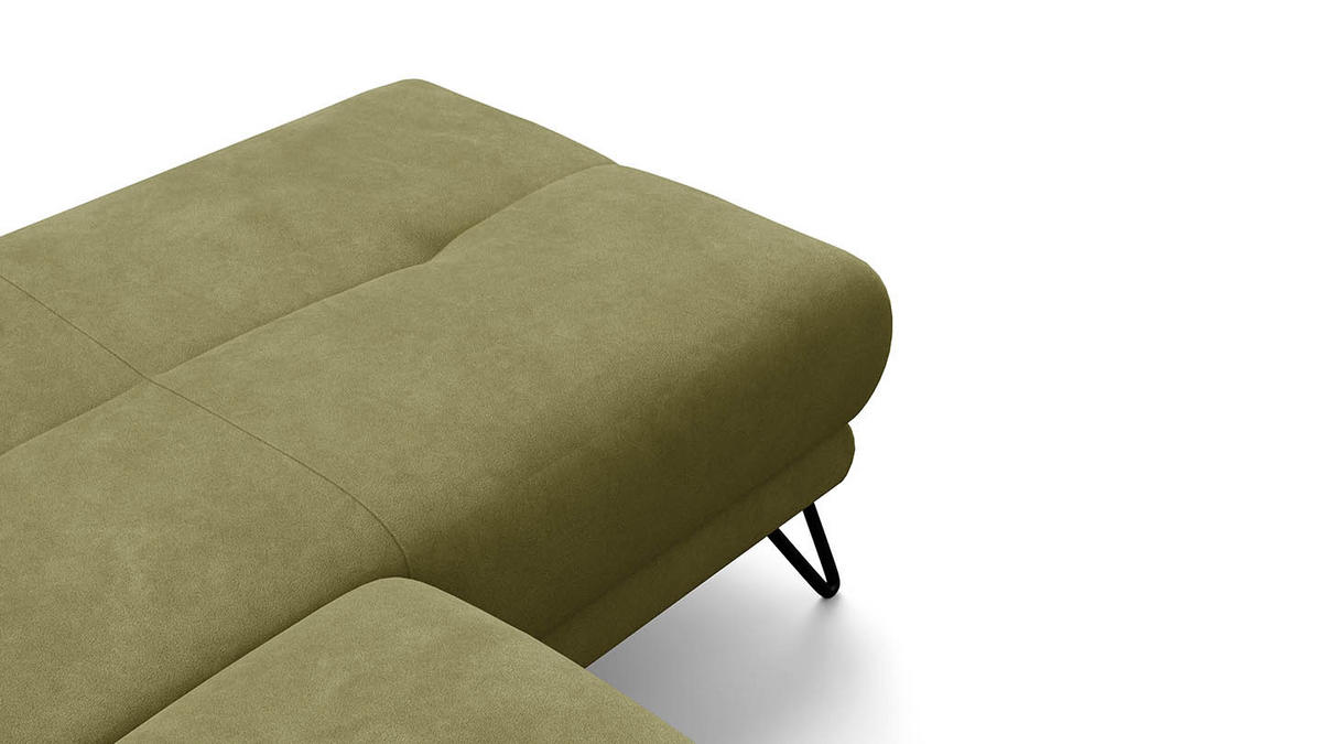 ECKSOFA RODEN 4-Sitzer mit Relax, olive, Veloursstoff - Grün, Holz/Textil (268/92cm) - Wozimo