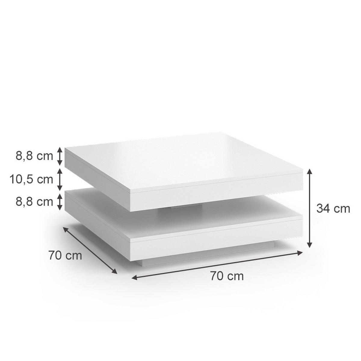 COUCHTISCH Elias Weiß 70 x 70 cm - Weiß, Holzwerkstoff (70/70/34cm) - Vicco