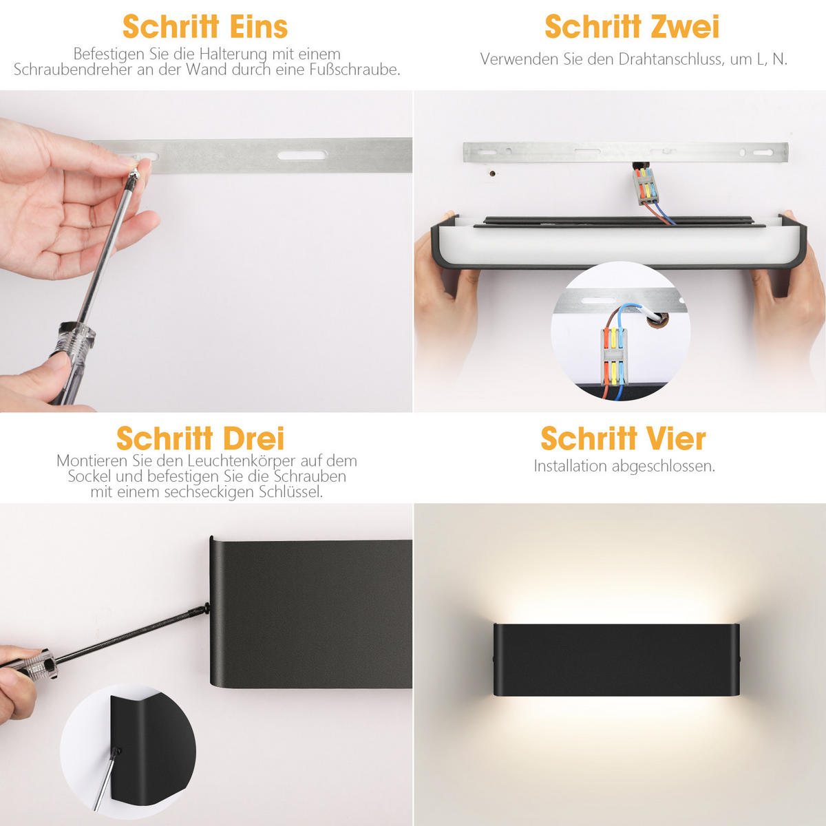 WANDLAMPE LED WA1021D Innen - Schwarz, Metall (9/3.5/40cm) - LOVHAUS