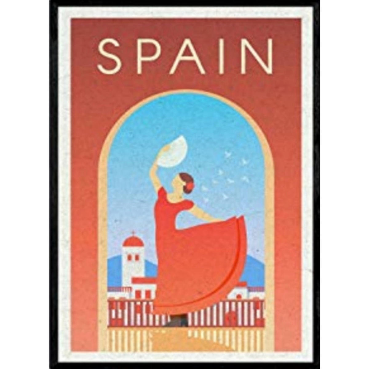 POSTER Spanien Stadtfarben A4 Schwarzer Rahmen - Schwarz, Papier (29.7/5/21cm) - Nacnic