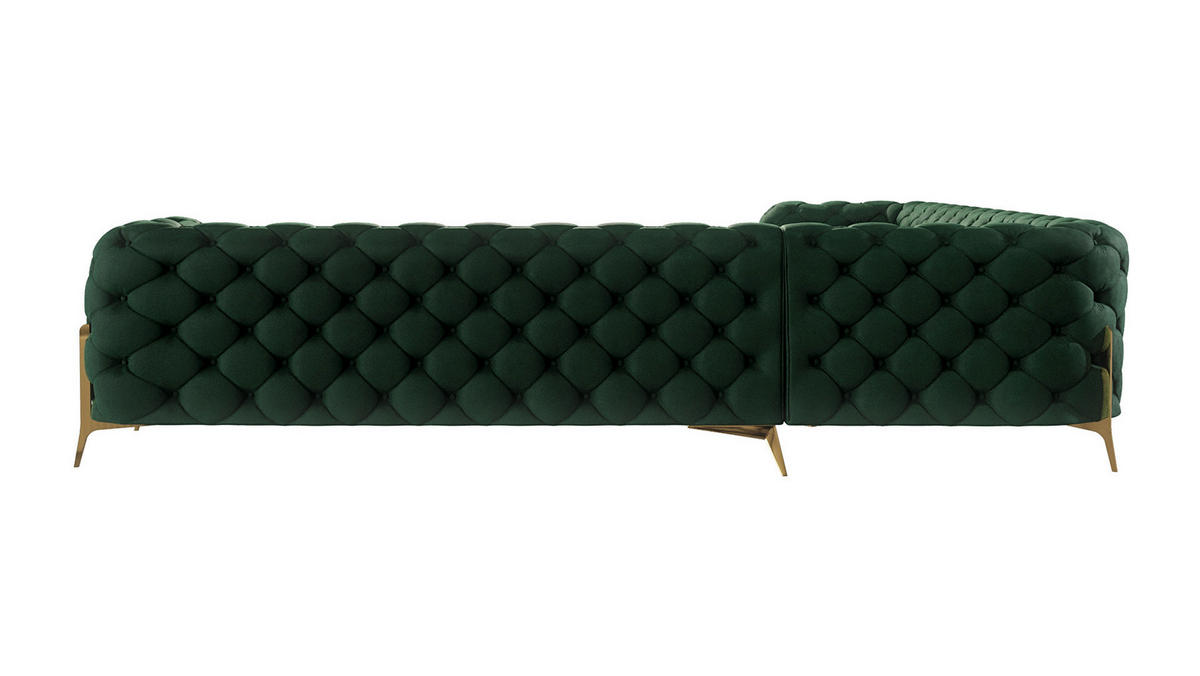 ECKSOFA Chesterfield Lexi Flasche Grün Samt - Smaragdgrün/Goldfarben, Holz/Textil (323/323cm) - S-Style Möbel