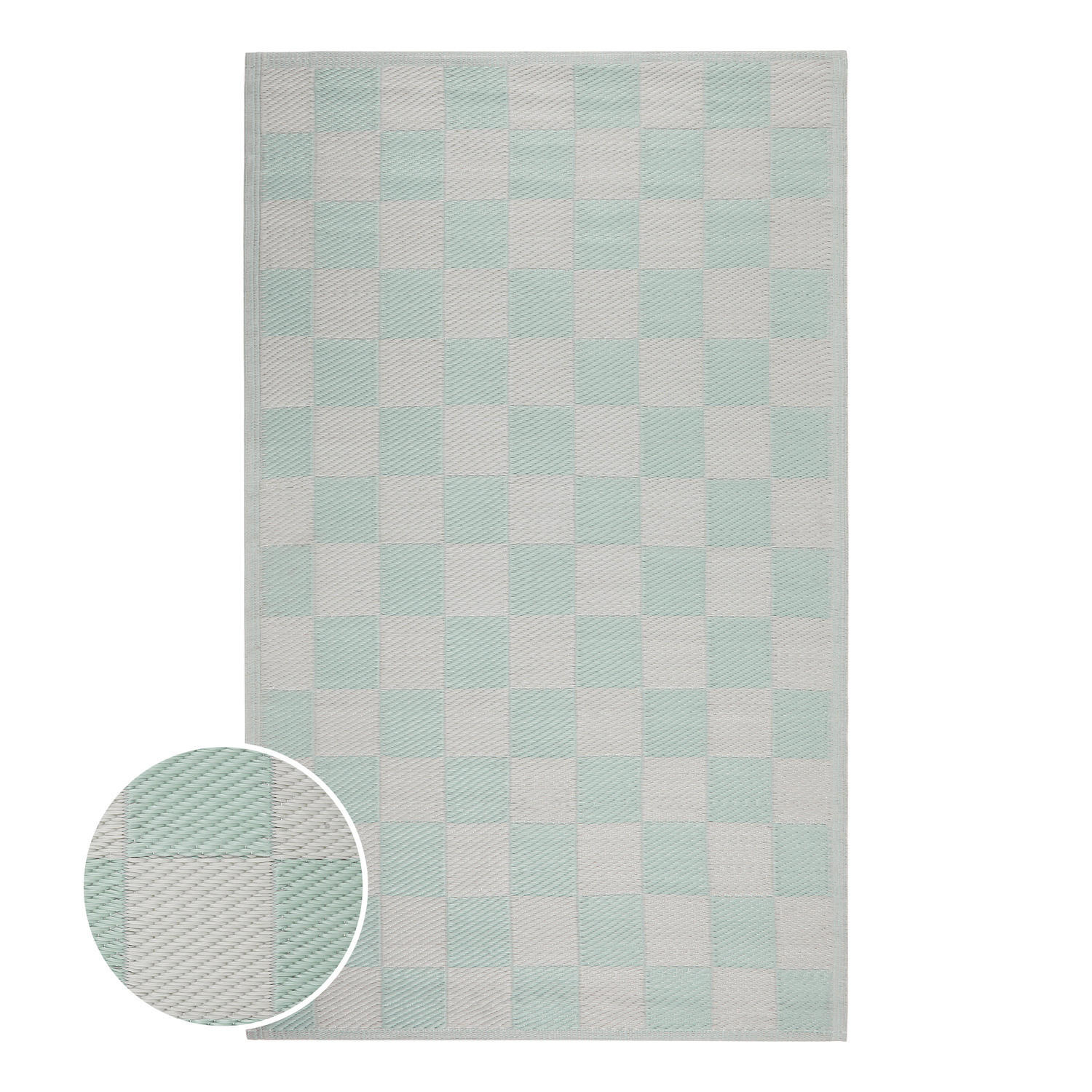 OUTDOORTEPPICH Colour Clash Karo 118x180 cm - Türkis, Kunststoff (150/90cm) - Butlers