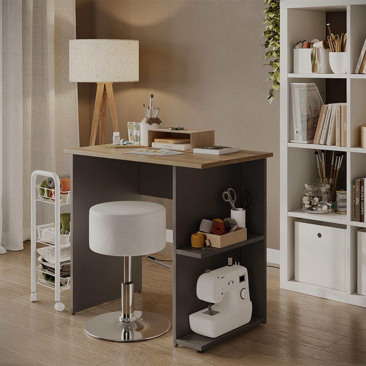 PSACÍ STŮL Simple Antracit 80 x 50 cm - antracitová, kompozitní dřevo (50/80/76cm) - Vicco