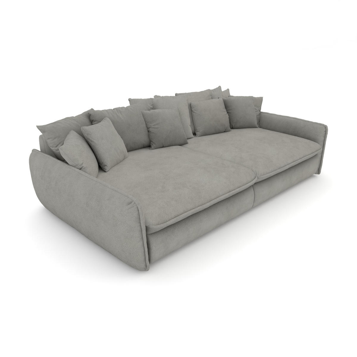 BIGSOFA Hereford XXL Velvet Beige inkl. 12 Kissen 274/131/61 cm - Grau, Kunststoff/Textil (274/61/131cm) - foamnova