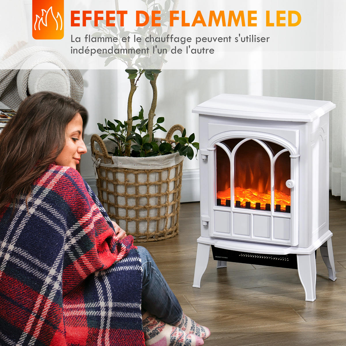 ELEKTROKAMIN DE-17054 1000/2000 W LED-Flamme Weiß - Weiß, Metall (39/56.5/23cm) - ComfortXL