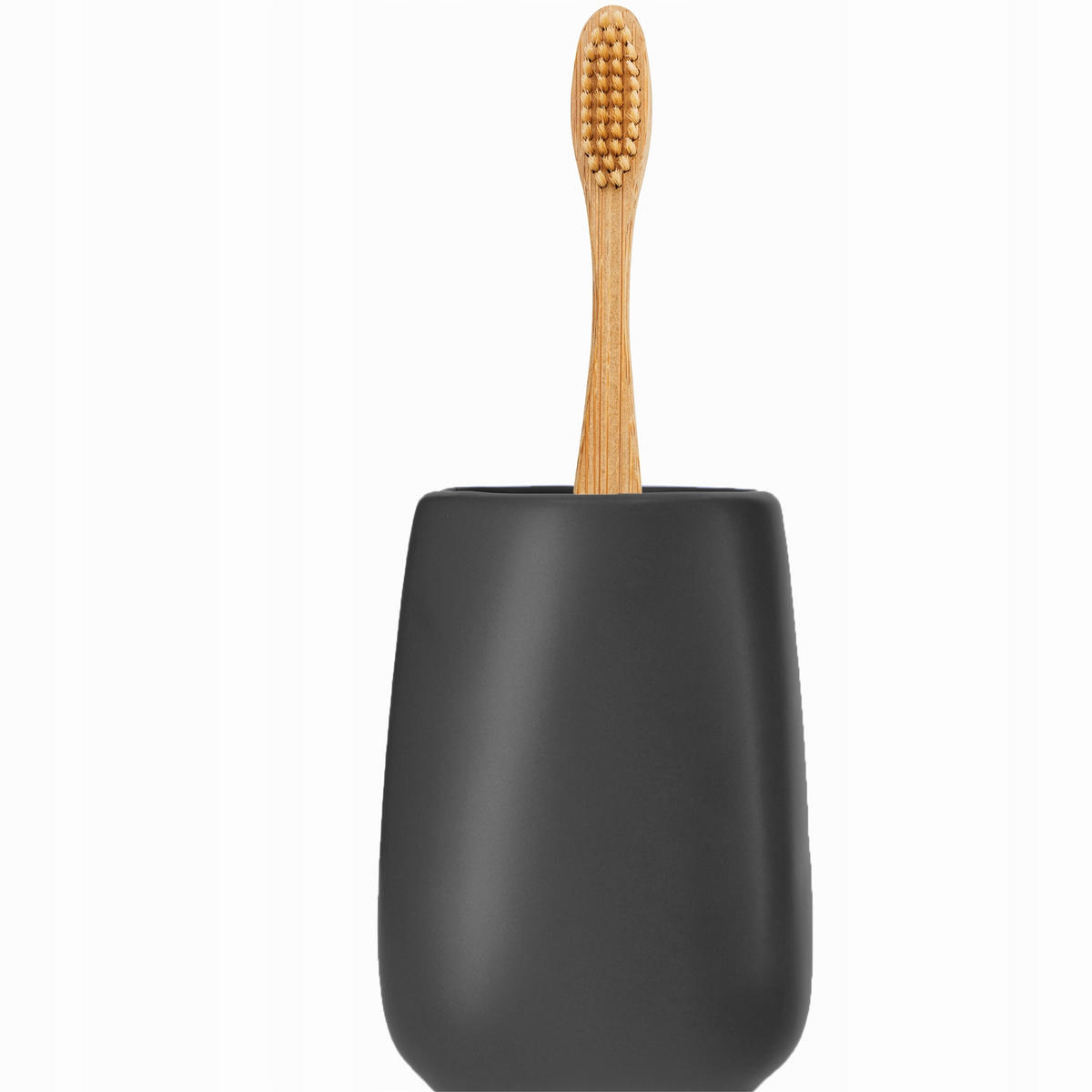 BADEZIMMERTASSE für Zahnpasta und Zahnbürsten, grau - Grau, Keramik (8/11cm) - KADAX