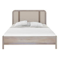 MASSIVHOLZBETT Harmark, Rattan - Kopfteil, Eiche gebleicht - geölt, 140x200 - Eiche Bianco, Holz/Buchenholz (140/200cm) - Skandica