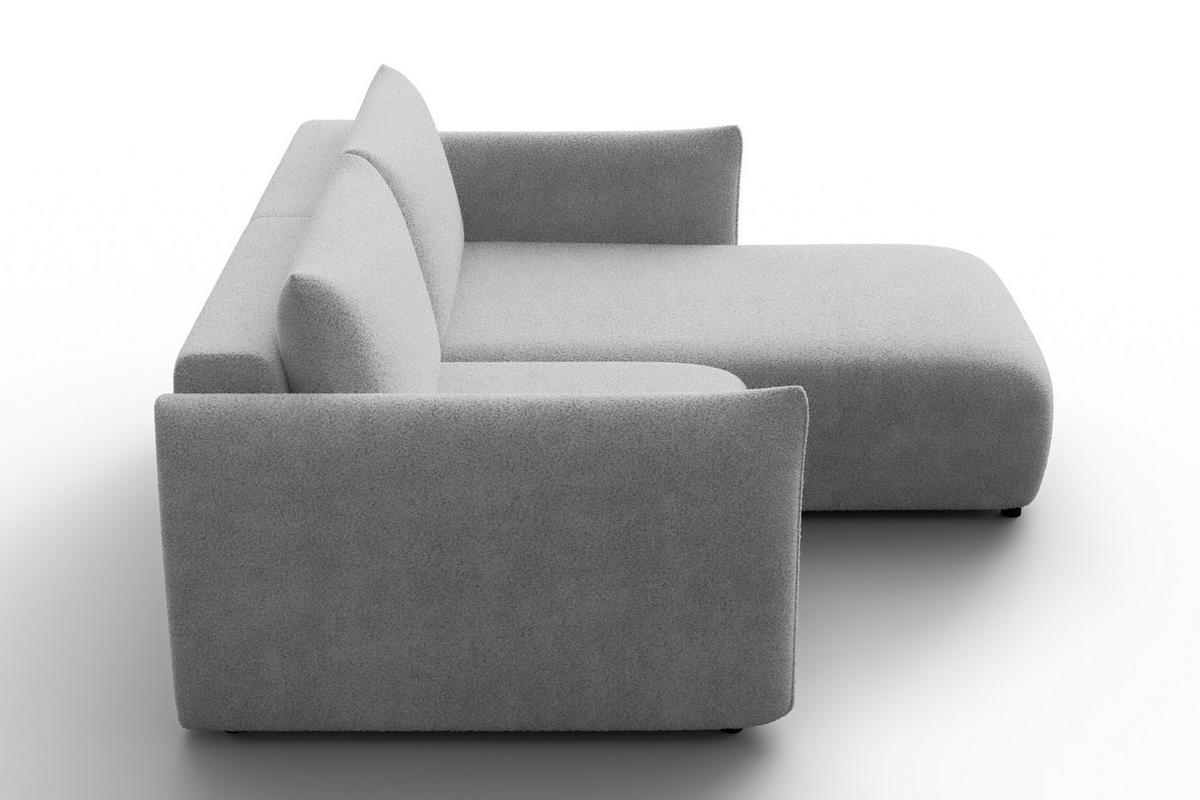 ECKSOFA TAUER 3-Sitzer RECHTS, Bouclé-Stoff hellgrau - Schwarz/Grau, Holz/Textil (206/173cm) - Courtois Laville