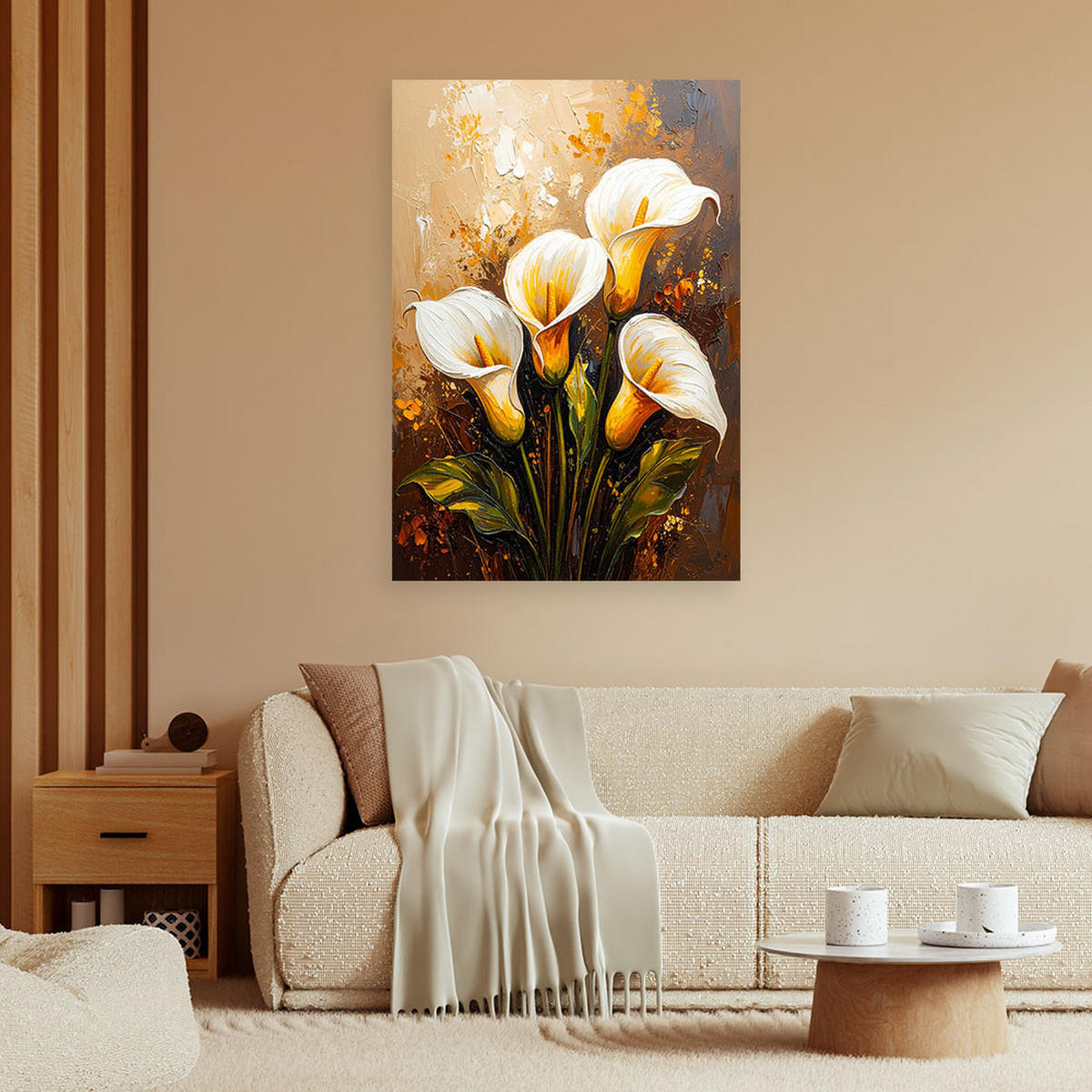 LEINWANDBILD Blumen 60x90cm - Beige, Textil (60/90cm) - Feeby